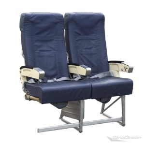 Flugzeugsitz Doppelbank blau Leder gebraucht EconomyClass Aircraftseat