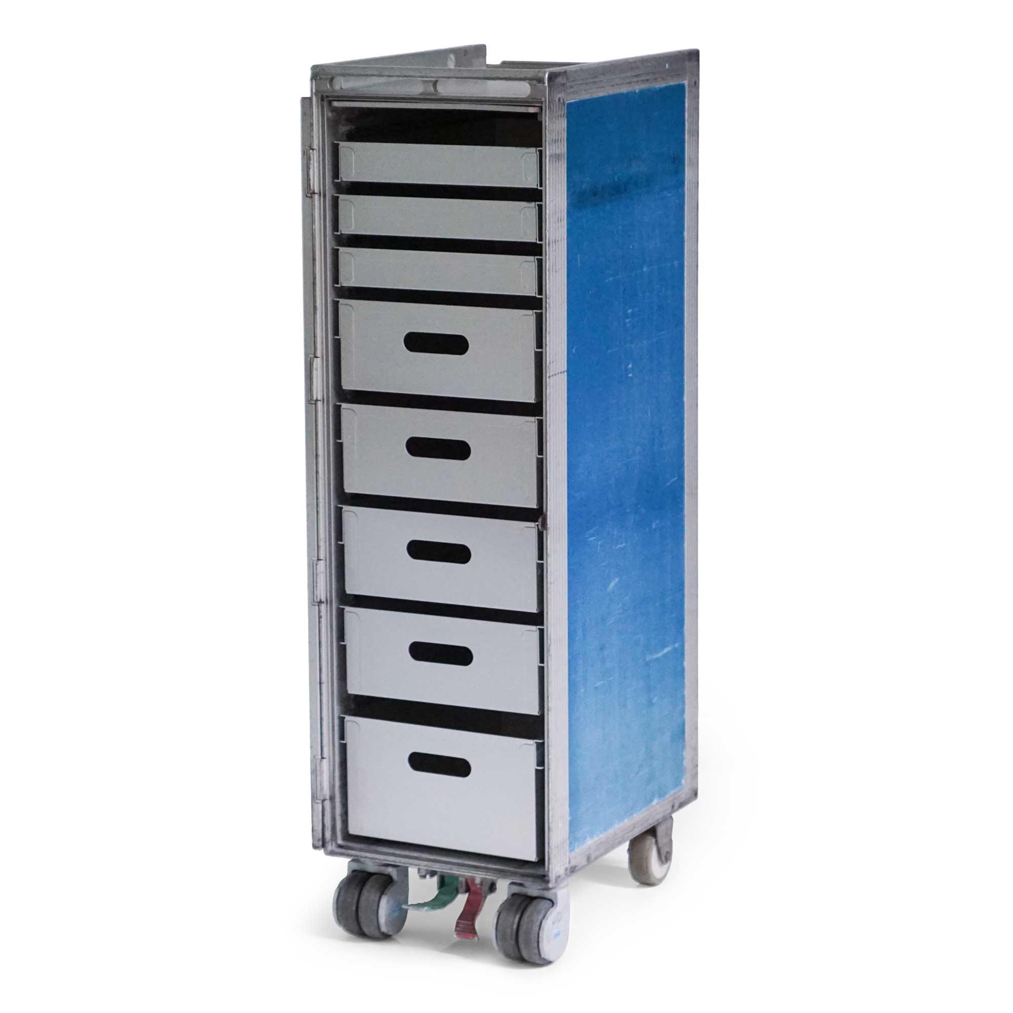 gebrauchter-original-klm-flugzeugtrolley-bueroausstattung-alu Gebrauchter KLM Flugzeugtrolley Büroausstattung Aluminium